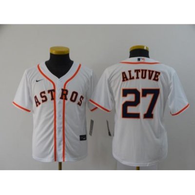 Youth Astros 27 Jose Altuve White Youth 2020 Nike Cool Base Jersey