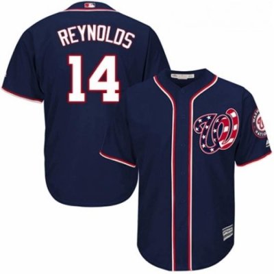 Youth Majestic Washington Nationals 14 Mark Reynolds Authentic Navy Blue Alternate 2 Cool Base MLB Jersey