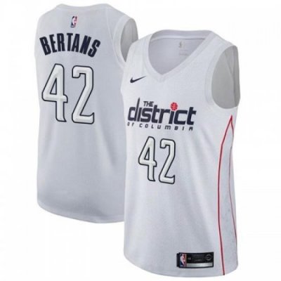 Men Nike Washington Wizards 42 Davis Bertans White NBA Swingman City Edition Jersey