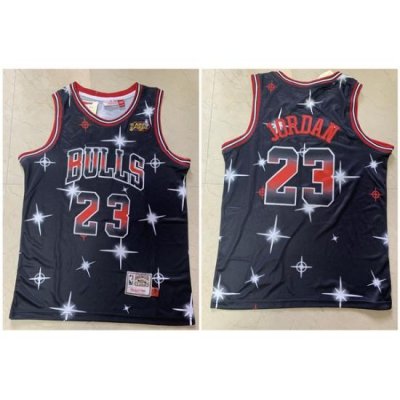 Bulls 23 Michael Jordan Black 1997 NBA Finals Patch Star Hardwood Classics Jersey