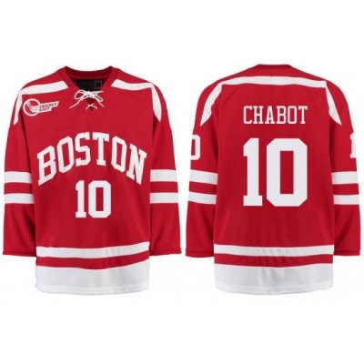 Boston University Terriers BU 10 Gabriel Chabot Red Stitched Hockey Jersey