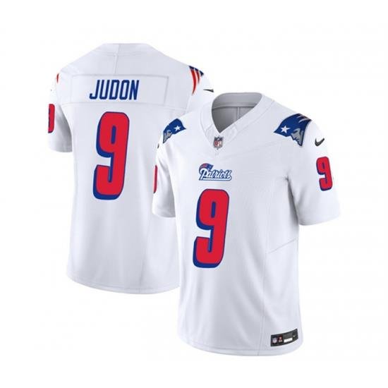 Men New England Patriots 9 Matthew Judon White 2023 F U S E  Throwback Limited Stitched Football Jersey