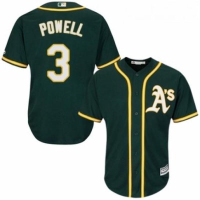 Youth Majestic Oakland Athletics 3 Boog Powell Authentic Green Alternate 1 Cool Base MLB Jersey