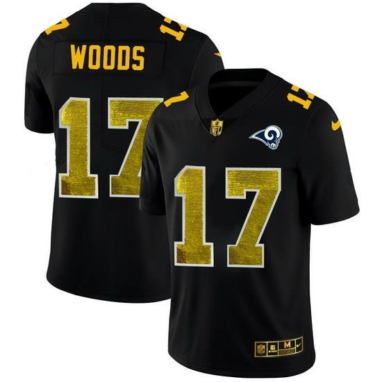 Los Angeles Rams 17 Robert Woods Men Black Nike Golden Sequin Vapor Limited NFL Jersey