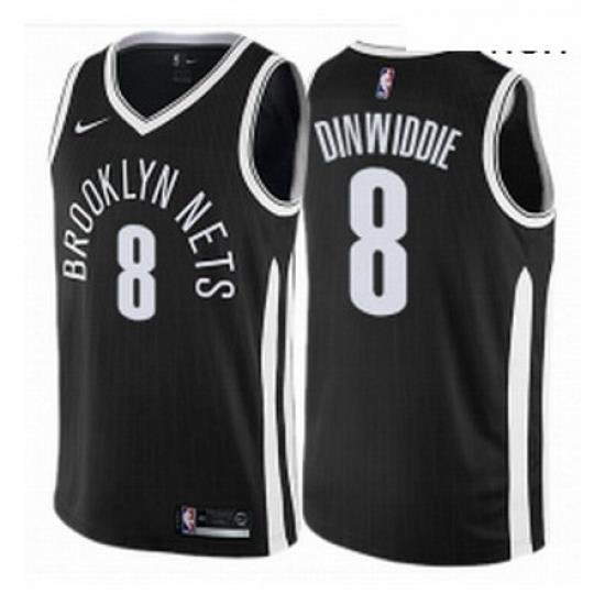 Mens Nike Brooklyn Nets 8 Spencer Dinwiddie Swingman Black NBA Jersey City Edition