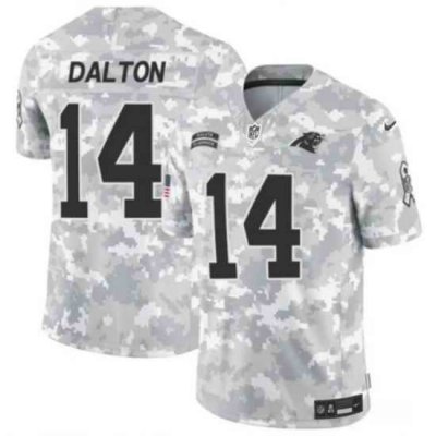 Youth Carolina Panthers 14 Andy Dalton 2024 F U S E Arctic Camo Salute To Service Limited Stitched Football Jersey