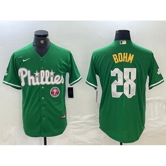 Men Philadelphia Phillies 28 Alec Bohm Green 2024 City Connect Stitched JerseyS