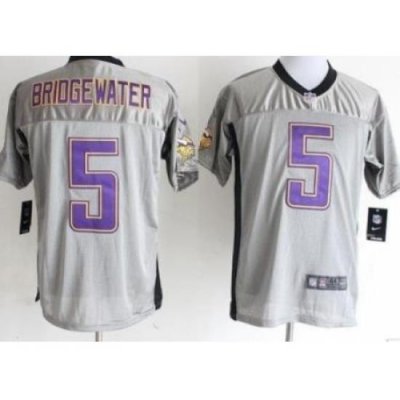 Nike Minnesota Vikings 5 Teddy Bridgewater Grey Elite Shadow NFL Jersey