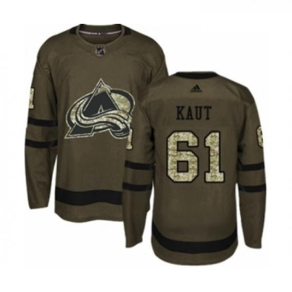 Youth Adidas Colorado Avalanche 61 Martin Kaut Premier Green Salute to Service NHL Jersey