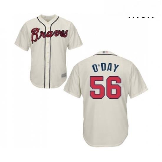 Mens Atlanta Braves 56 Darren O Day Replica Cream Alternate 2 Cool Base Baseball Jersey