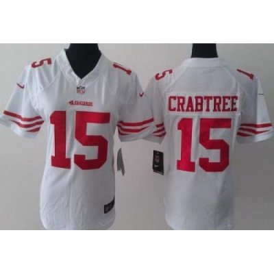 Women Nike San Francisco 49ers 15 Michael Crabtree White LIMITED Jerseys