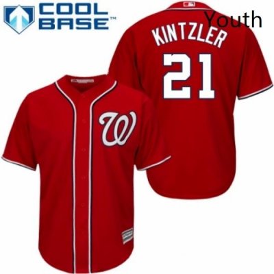 Youth Majestic Washington Nationals 21 Brandon Kintzler Authentic Red Alternate 1 Cool Base MLB Jersey