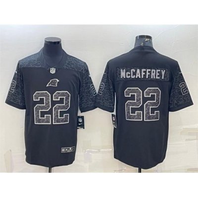 Men Carolina Panthers 22 Christian McCaffrey Black Reflective Limited Stitched