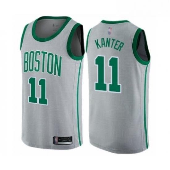 Youth Boston Celtics 11 Enes Kanter Swingman Gray Basketball Jersey City Edition