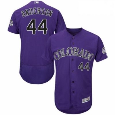 Mens Majestic Colorado Rockies 44 Tyler Anderson Purple Alternate Flex Base Authentic Collection MLB Jersey