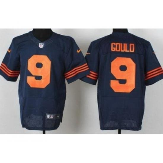 Nike Chicago Bears 9 Robbie Gould Blue Elite Orange Number NFL Jersey