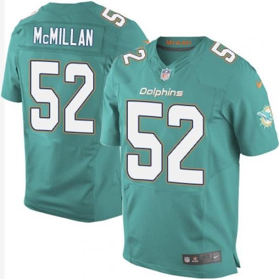 Nike Dolphins #52 Raekwon McMillan Aqua Green Team Color Mens Stitched NFL New Elite Jersey