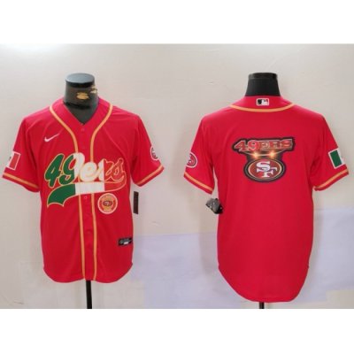 Men San Francisco 49ers Team Big Logo Red With Patch Cool Base Stitched Baseball Jersey 6