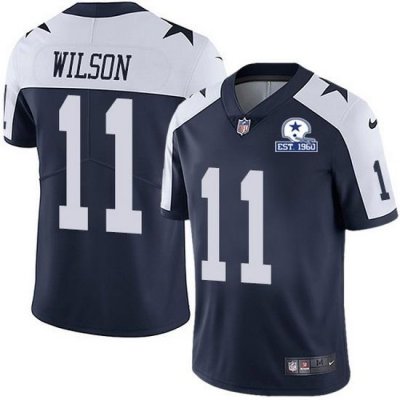 Nike Cowboys 11 Cedrick Wilson Navy Blue Thanksgiving Men Stitched With Established In 1960 Patch NFL Vapor Untouchable Limited Throwback Jersey