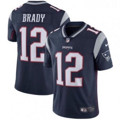 Mens Nike NeW England Patriots 12 Tom Brady Navy Blue Team Color Vapor Untouchable Limited Player NFL Jersey