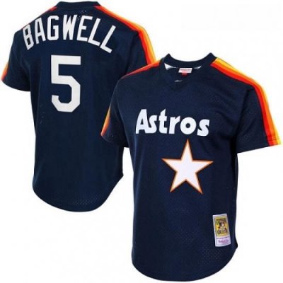 Mens Mitchell and Ness 1988 Houston Astros 5 Jeff BagWell Authentic Navy Blue ThroWback MLB Jersey