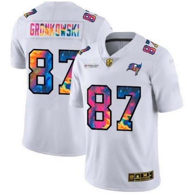 Tampa Bay Buccaneers 87 Rob Gronkowski Men White Nike Multi Color 2020 NFL Crucial Catch Limited NFL Jersey