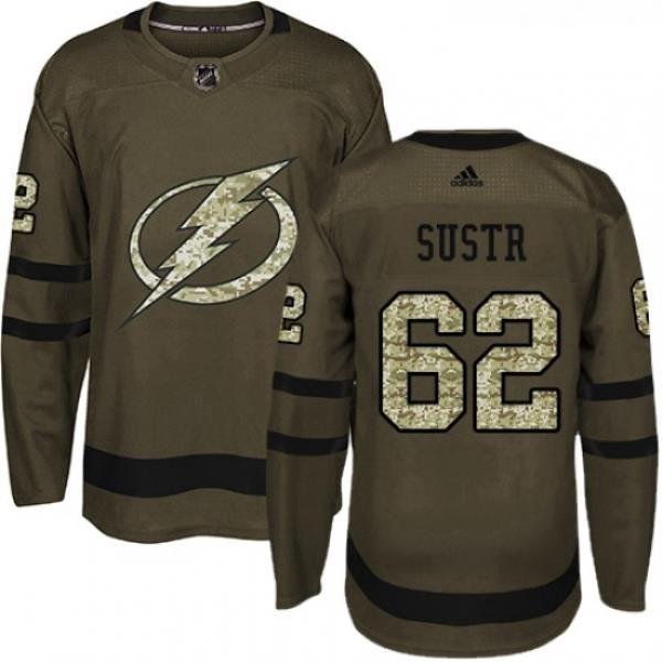 Youth Adidas Tampa Bay Lightning 62 Andrej Sustr Authentic Green Salute to Service NHL Jersey