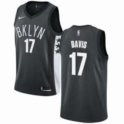 Mens Nike Brooklyn Nets 17 Ed Davis Swingman Gray NBA Jersey Statement Edition