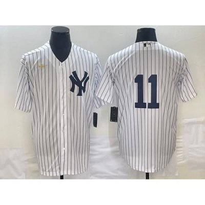 Men's NeW York Yankees #11 Anthony Volpe White No Name ThroWback Stitched MLB Cool Base Nike Jersey