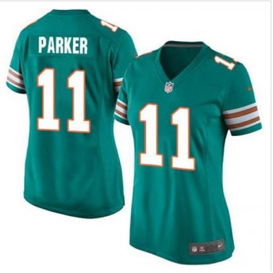 Women New Miami Dolphins #11 DeVante Parker Aqua Green Alternate Stitched NFL Elite Jersey