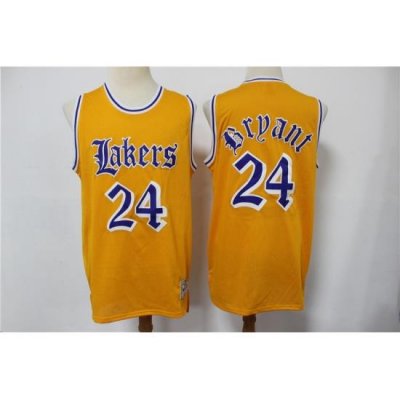 Men Los Angeles Lakers Kobe Bryant 24 Old English Faded Jersey