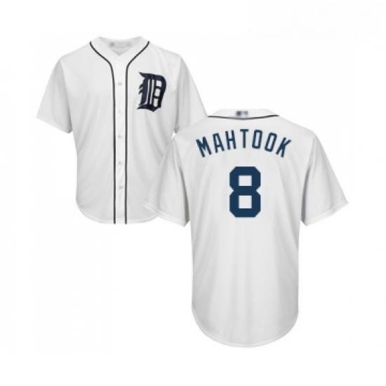 Youth Detroit Tigers 8 Mikie Mahtook Replica White Home Cool Base Baseball Jersey