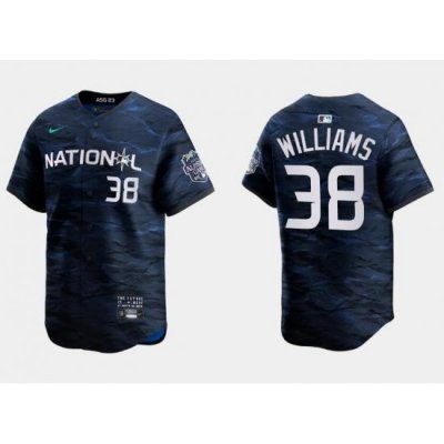 Men Milwaukee Brewers 38 Devin Williams Royal 2023 All Star Cool Base Stitched Baseball Jersey