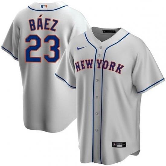 Men's NeW York Mets #23 Javier Baez Gray Replica Nike Jersey