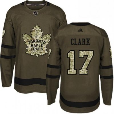 Youth Adidas Toronto Maple Leafs 17 Wendel Clark Authentic Green Salute to Service NHL Jersey