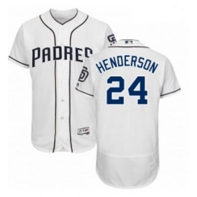 Mens Majestic San Diego Padres 24 Rickey Henderson White Home Flex Base Authentic Collection MLB Jersey