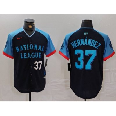 Men National League 37 Teoscar Hernandez Navy 2024 All Star Limited Stitched Baseball Jersey 5