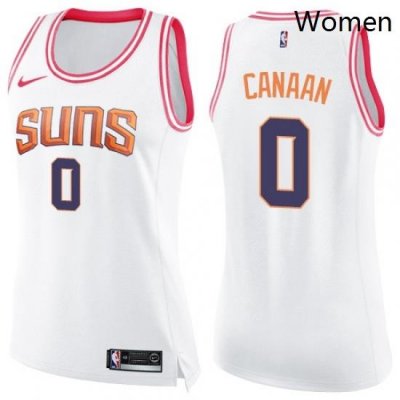 Womens Nike Phoenix Suns 0 Isaiah Canaan Swingman White Pink Fashion NBA Jersey