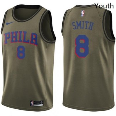 Youth Nike Philadelphia 76ers 8 Zhaire Smith Swingman Green Salute to Service NBA Jersey