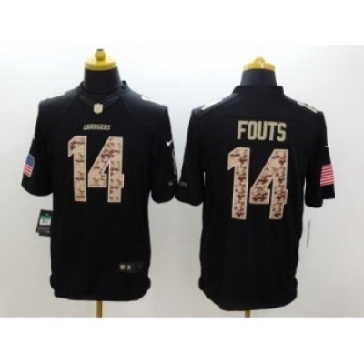 Nike San Diego Chargers 14 Dan Fouts black Limited Salute to Service NFL Jersey