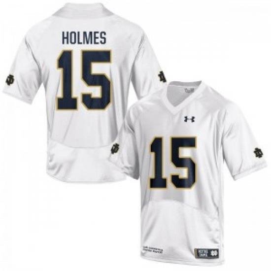 Men Under Armour 15 Replica White Corey Holmes Notre Dame Fighting Irish Alumni Football Jersey