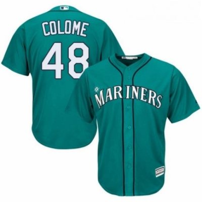 Youth Majestic Seattle Mariners 48 Alex Colome Authentic Teal Green Alternate Cool Base MLB Jersey