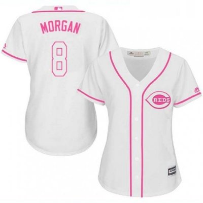 Womens Majestic Cincinnati Reds 8 Joe Morgan Replica White Fashion Cool Base MLB Jersey