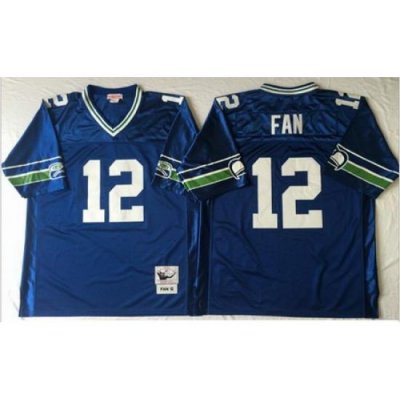 Mitchell&Ness Seahawks 12 Fan Blue Throwback Stitched NFL Jersey