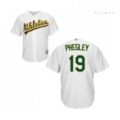 Mens Oakland Athletics 19 Josh Phegley Replica White Home Cool Base Baseball Jersey