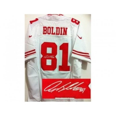 Nike San Francisco 49ers 81 Anquan Boldin White Elite Signed NFL Jersey