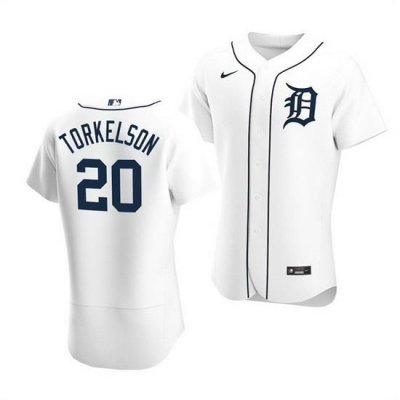 Men Detroit Tigers 20 Spencer Torkelson White Flex Base Stitched jersey