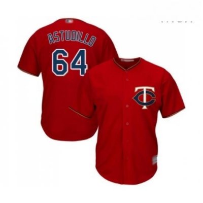 Mens Minnesota Twins 64 Willians Astudillo Replica Scarlet Alternate Cool Base Baseball Jersey