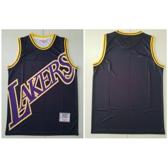 Lakers Big Face Black Hardwood Classics Swingman Jersey