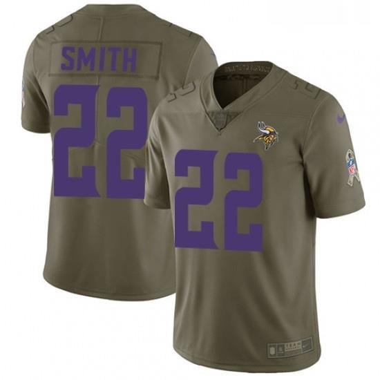 Youth Nike Minnesota Vikings 22 Harrison Smith Limited Olive 2017 Salute to Service NFL Jersey